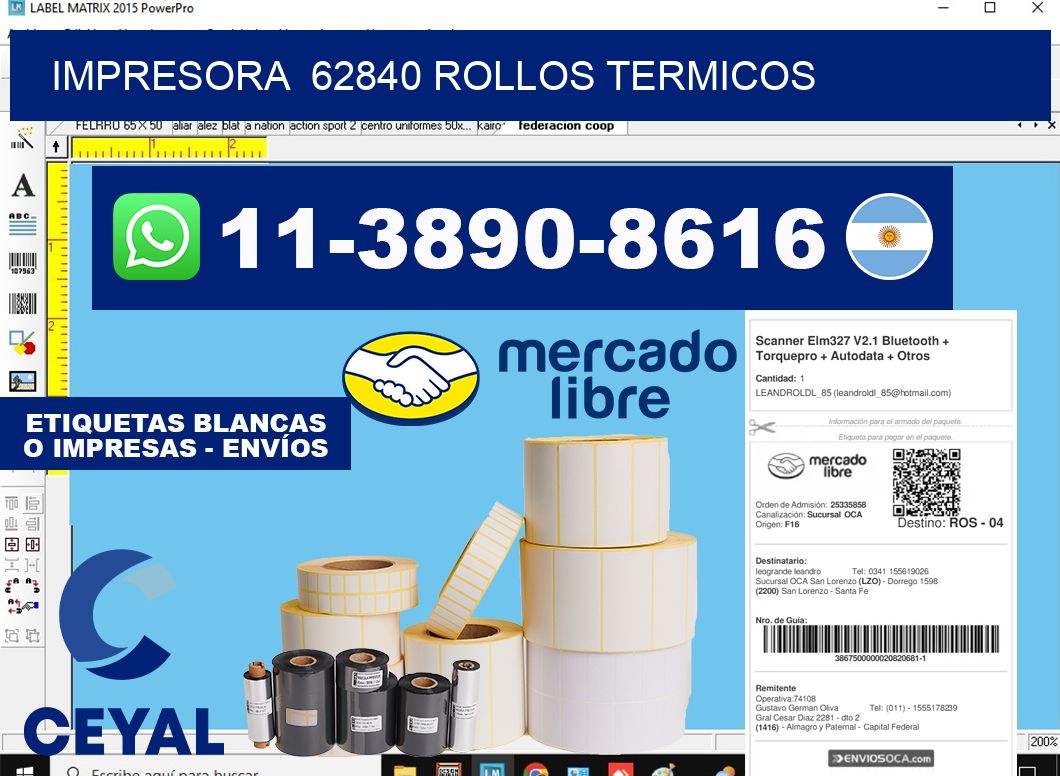 impresora 62840 rollos termicos