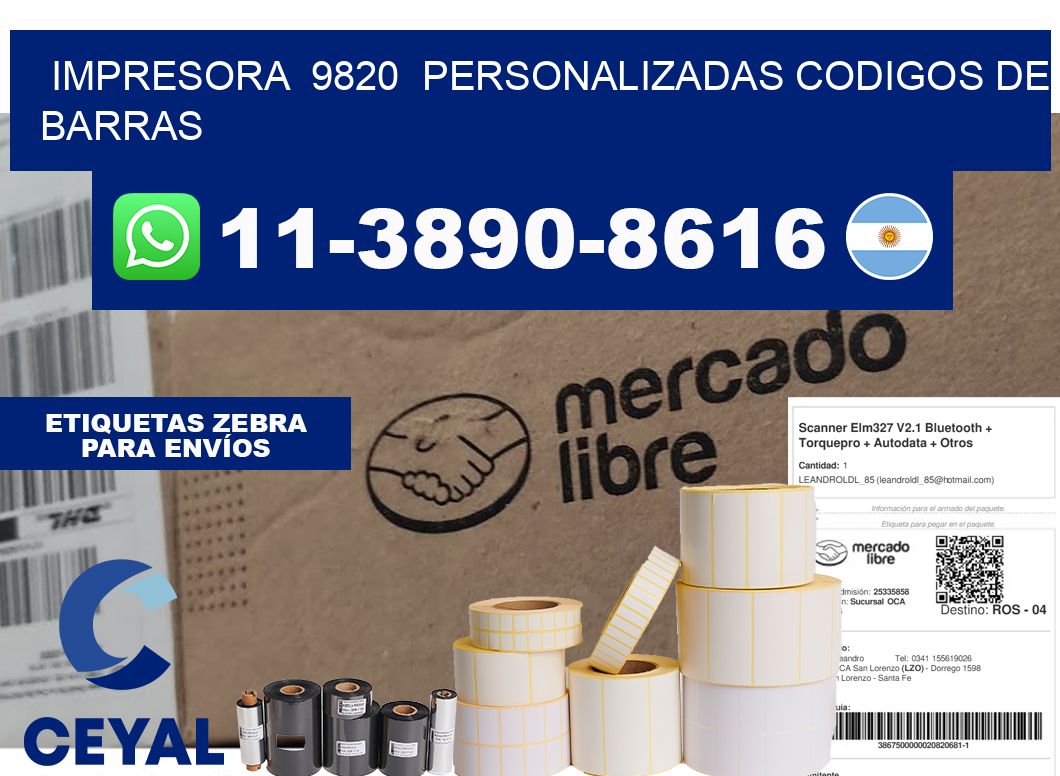 impresora 9820 personalizadas codigos de barras