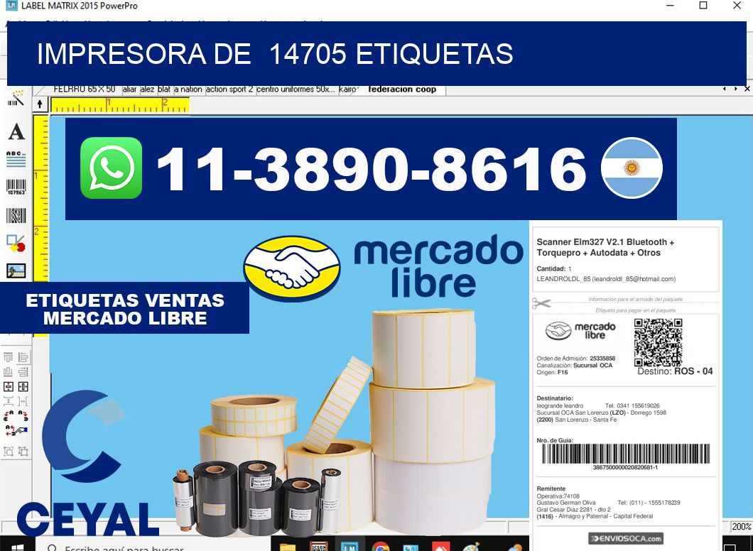 impresora de  14705 etiquetas