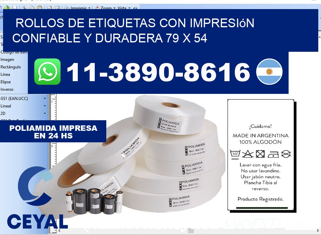 rollos de etiquetas con impresión confiable y duradera 79 x 54