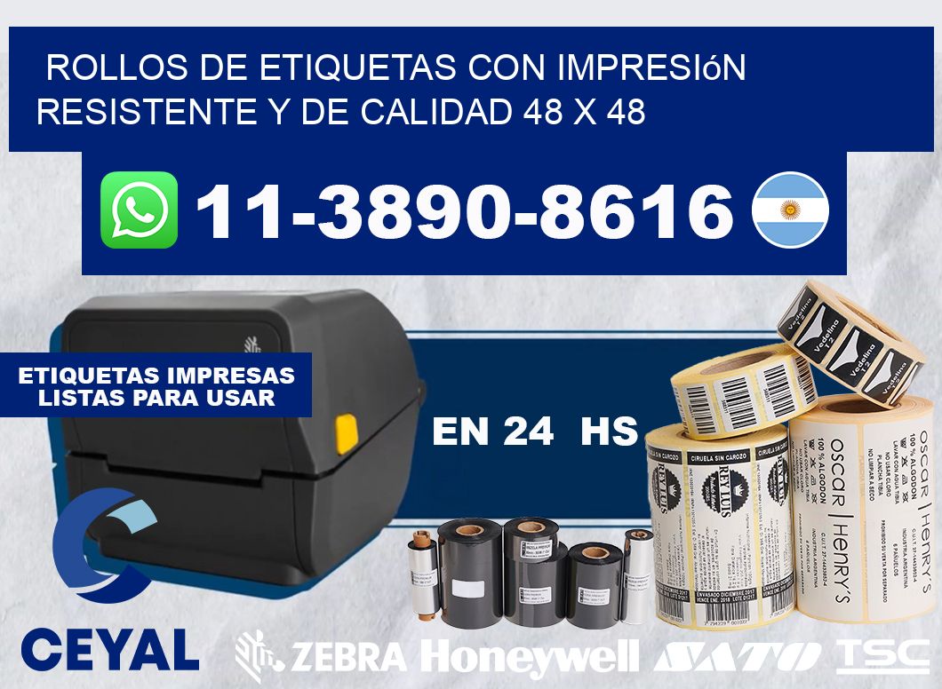 rollos de etiquetas con impresión resistente y de calidad 48 x 48
