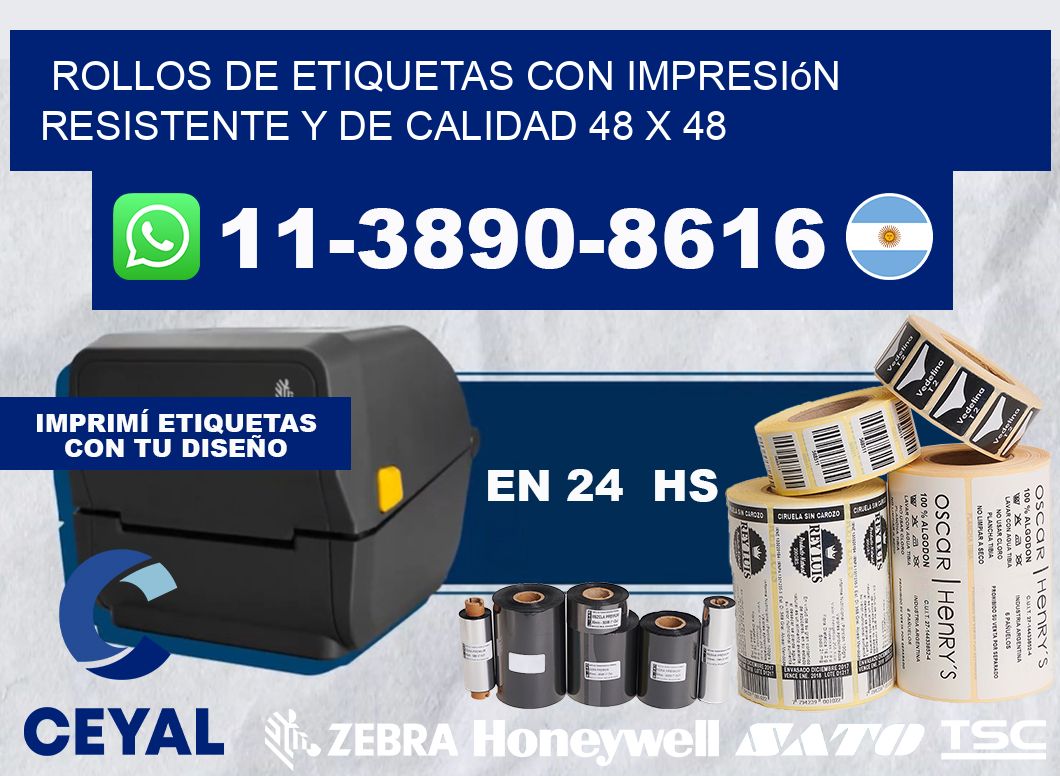 rollos de etiquetas con impresión resistente y de calidad 48 x 48