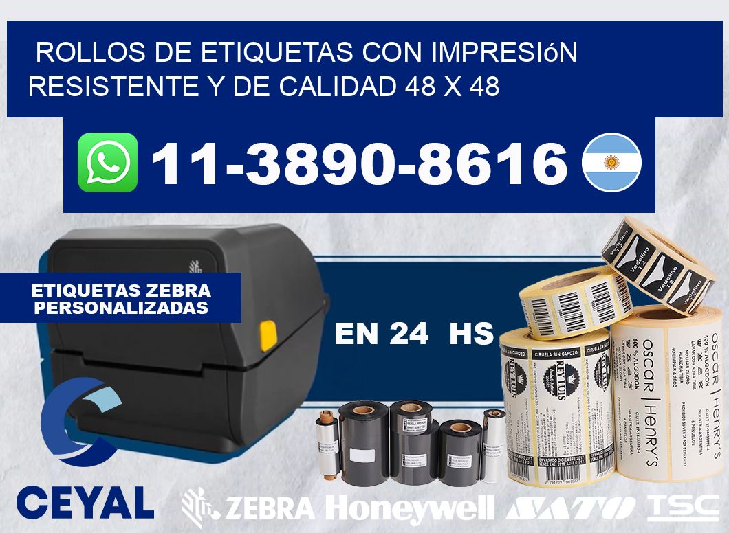 rollos de etiquetas con impresión resistente y de calidad 48 x 48