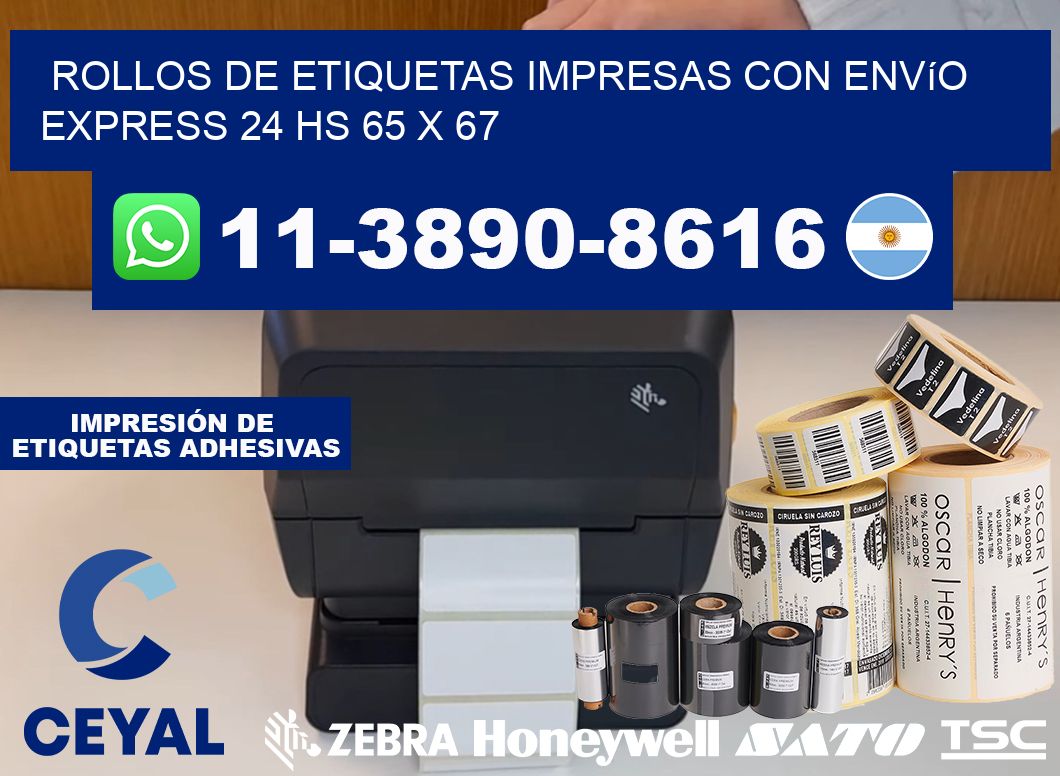 rollos de etiquetas impresas con envío express 24 hs 65 x 67