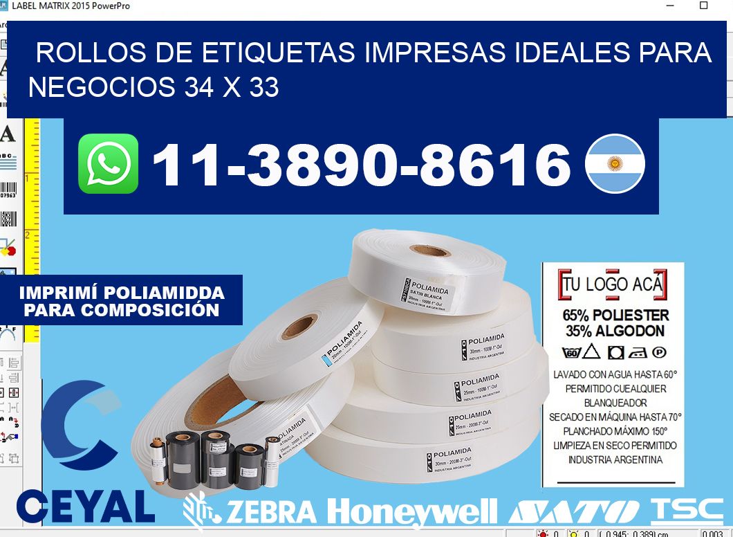 rollos de etiquetas impresas ideales para negocios 34 x 33