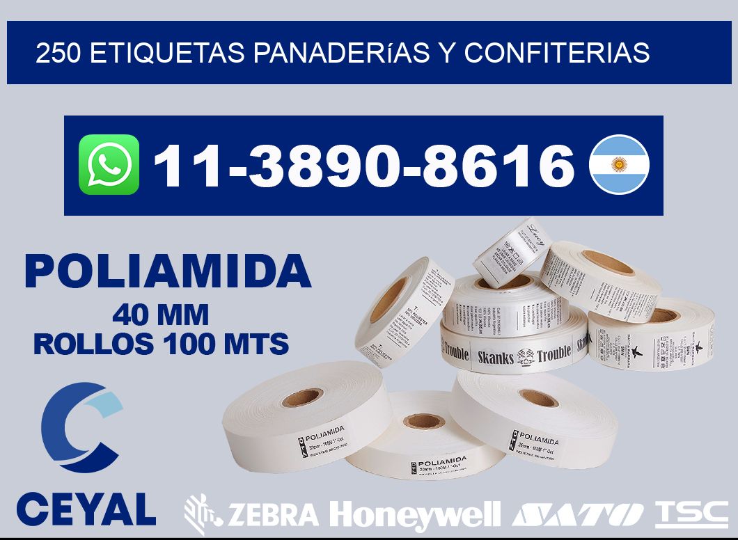 250 etiquetas panaderías y confiterias