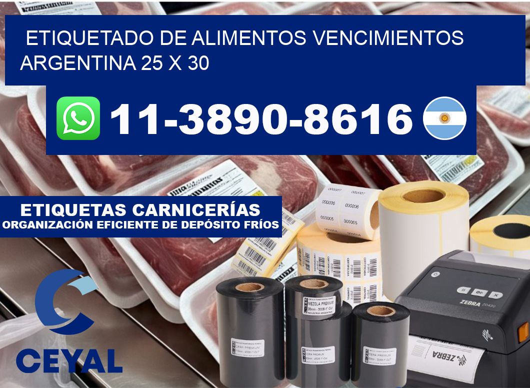Etiquetado de alimentos vencimientos Argentina 25 x 30