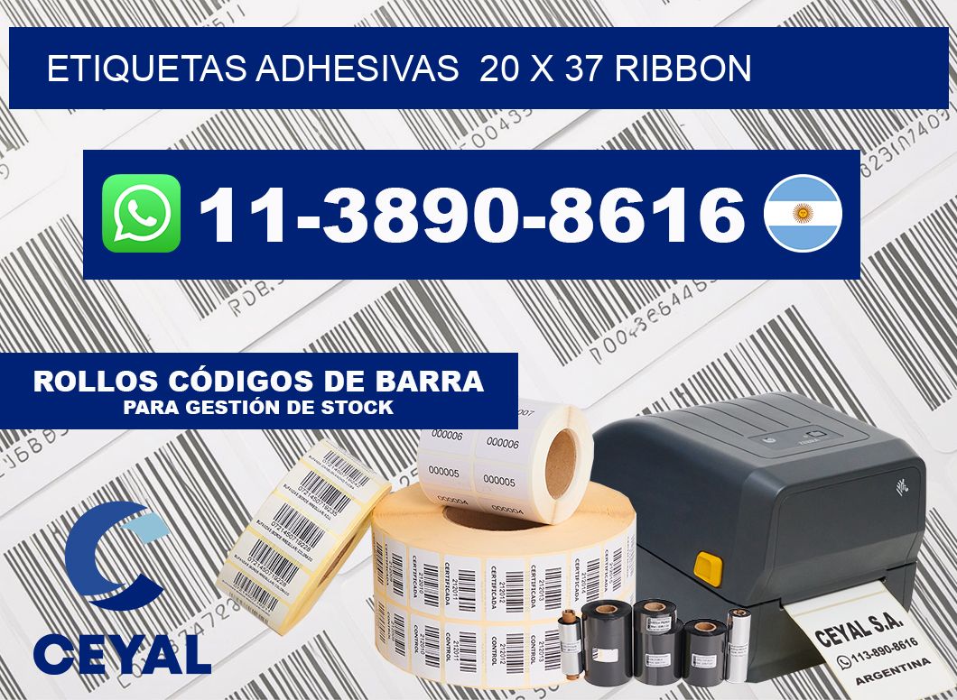 Etiquetas adhesivas  20 x 37 ribbon