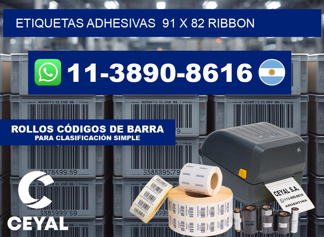 Etiquetas adhesivas  91 x 82 ribbon