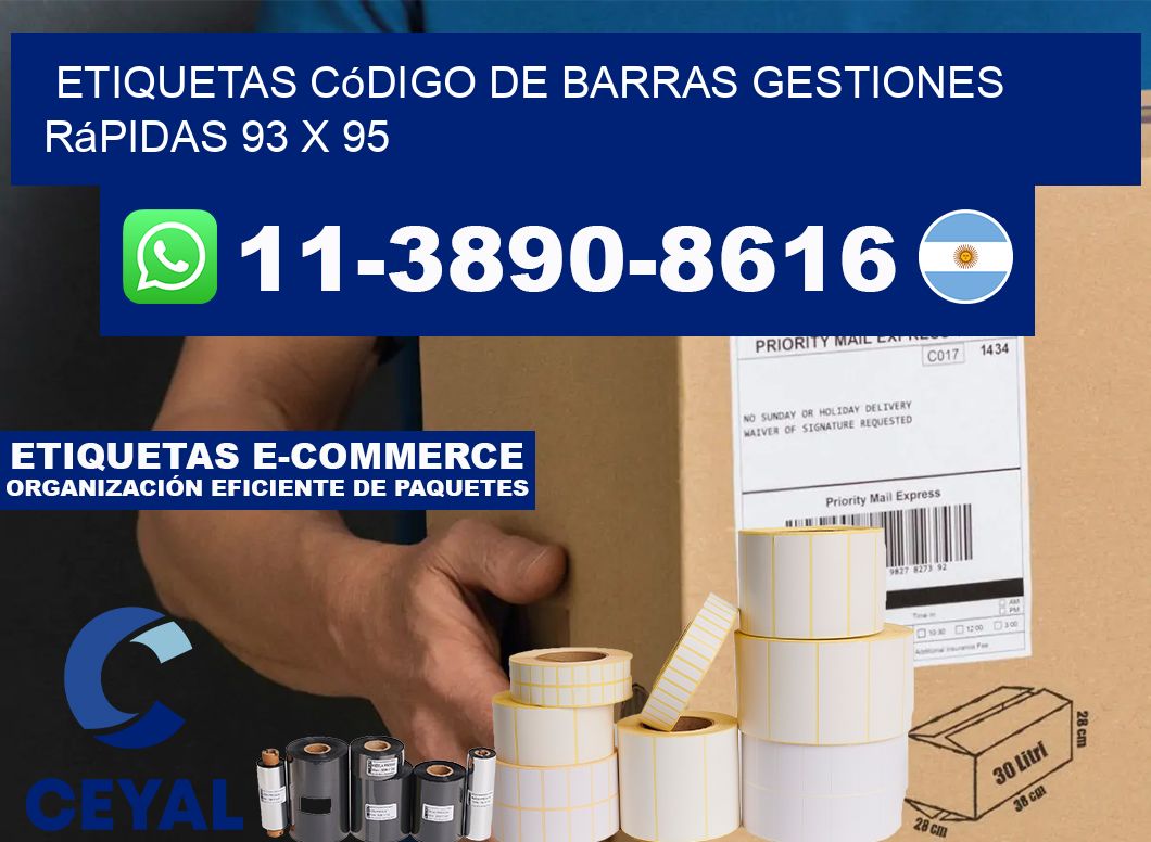 Etiquetas código de barras gestiones rápidas 93 x 95