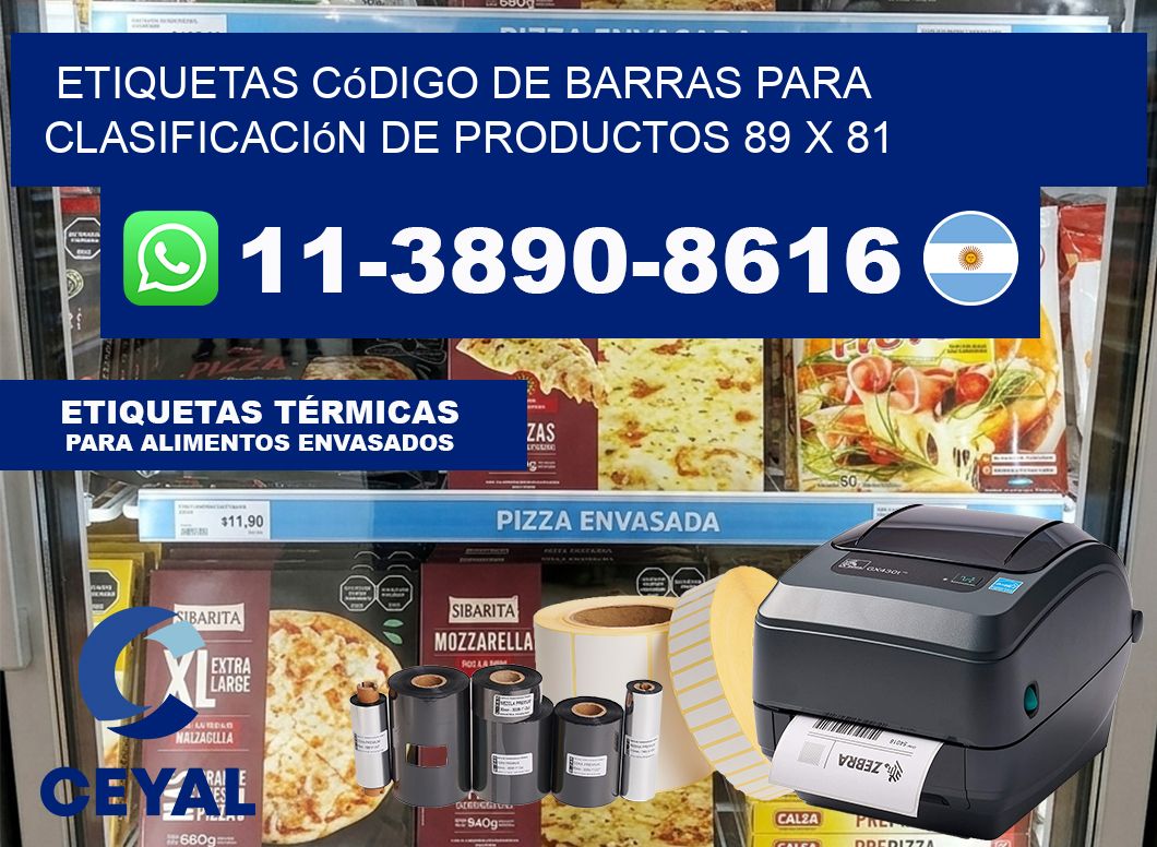 Etiquetas código de barras para clasificación de productos 89 x 81