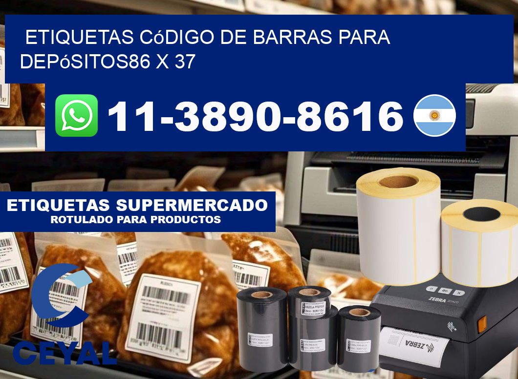 Etiquetas código de barras para depósitos86 x 37