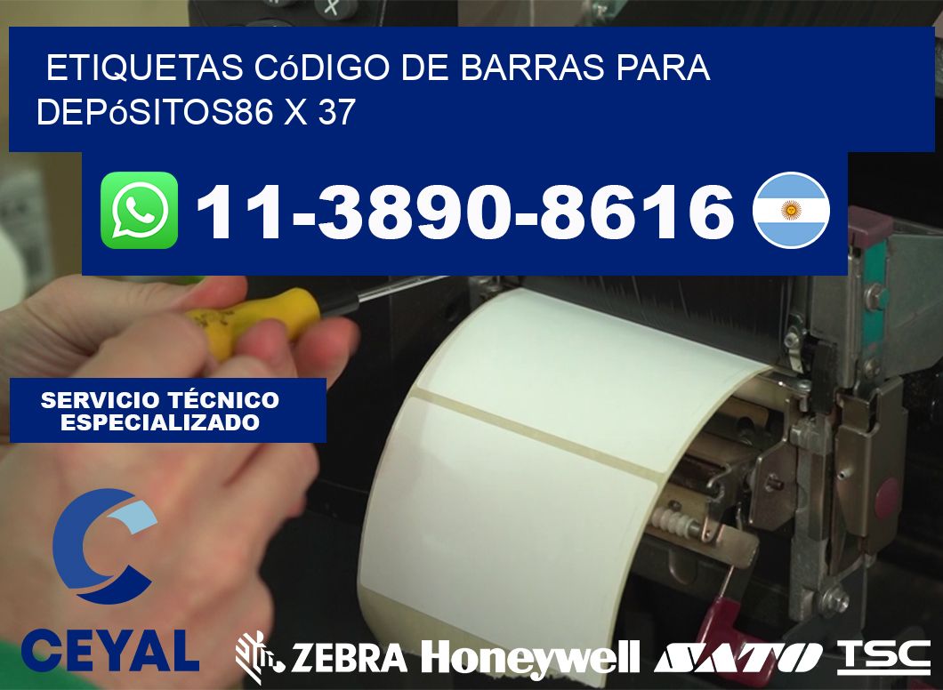 Etiquetas código de barras para depósitos86 x 37