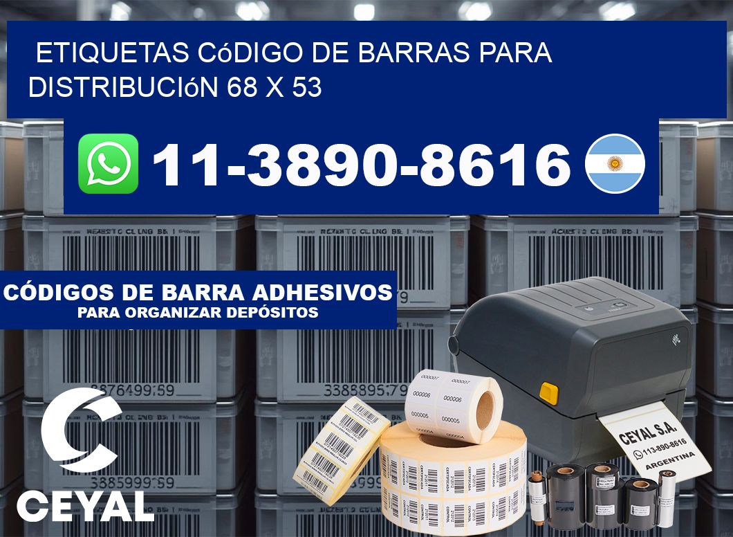 Etiquetas código de barras para distribución 68 x 53