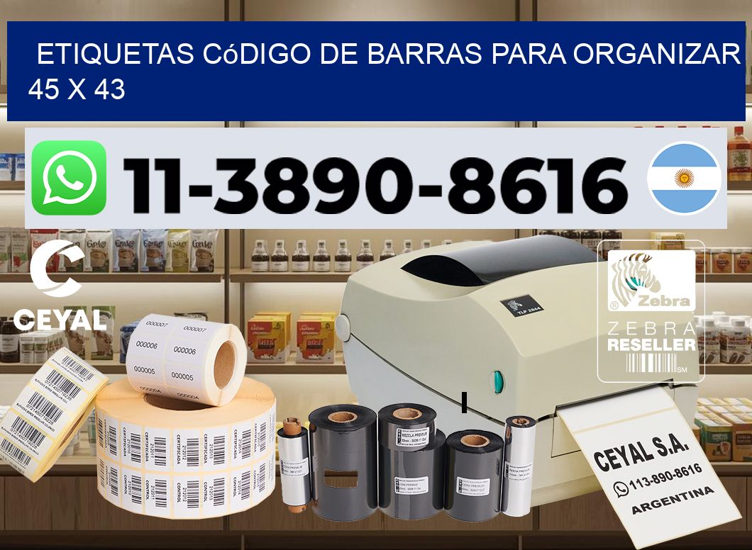 Etiquetas código de barras para organizar 45 x 43