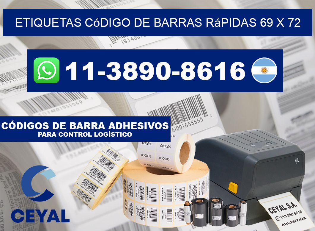 Etiquetas código de barras rápidas 69 x 72