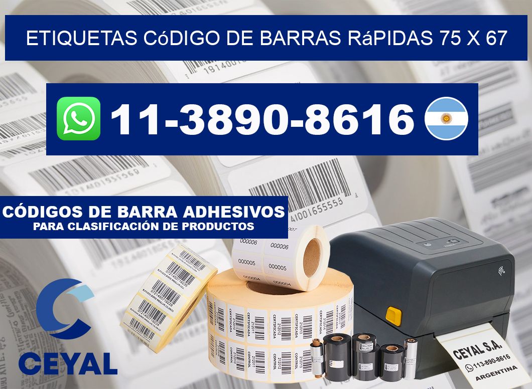 Etiquetas código de barras rápidas 75 x 67