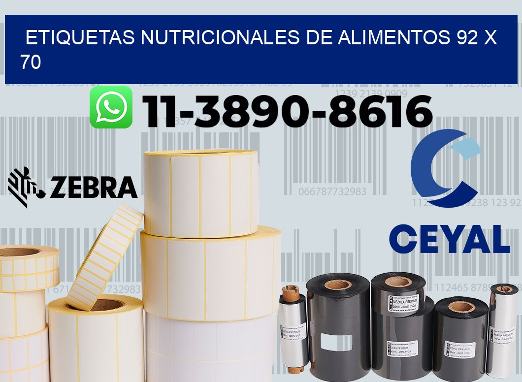 Etiquetas nutricionales de alimentos 92 x 70