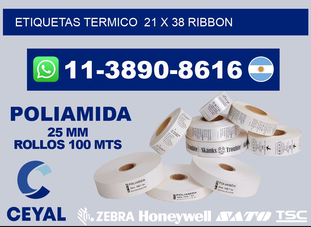 Etiquetas termico  21 x 38 ribbon