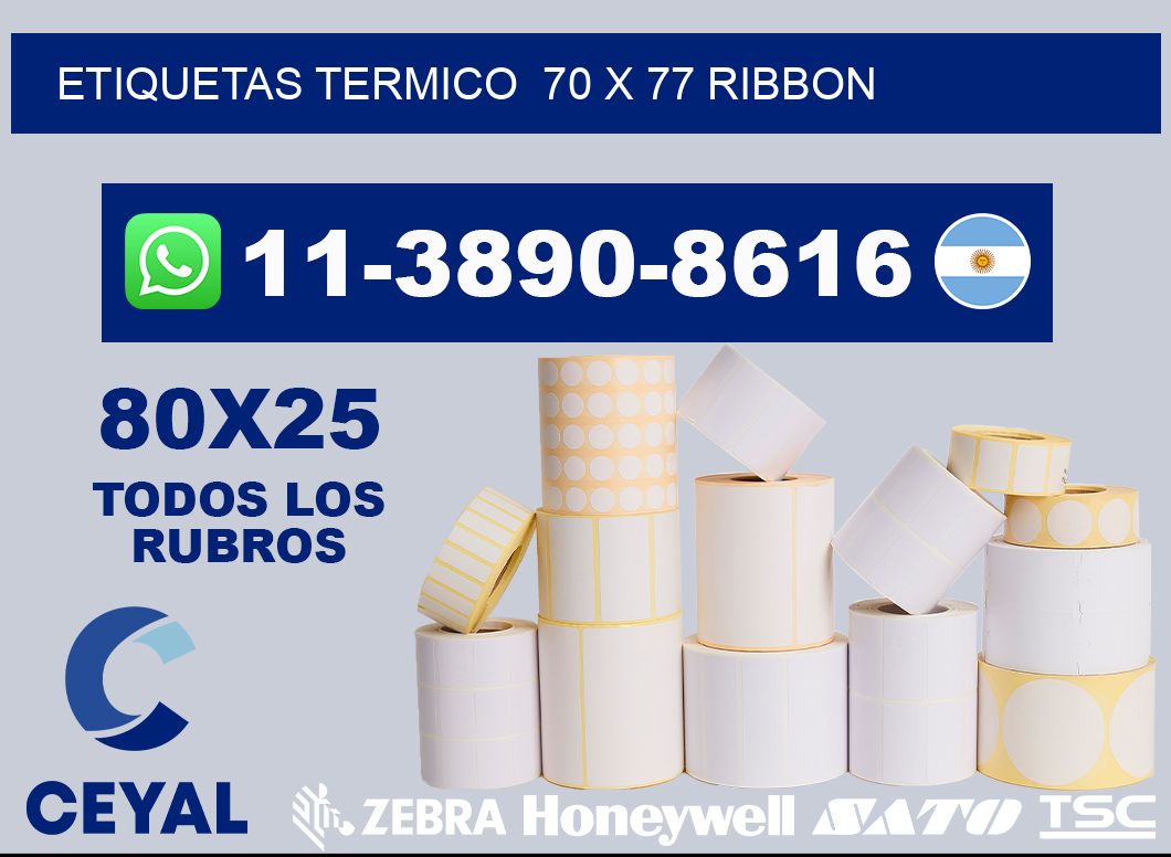 Etiquetas termico  70 x 77 ribbon