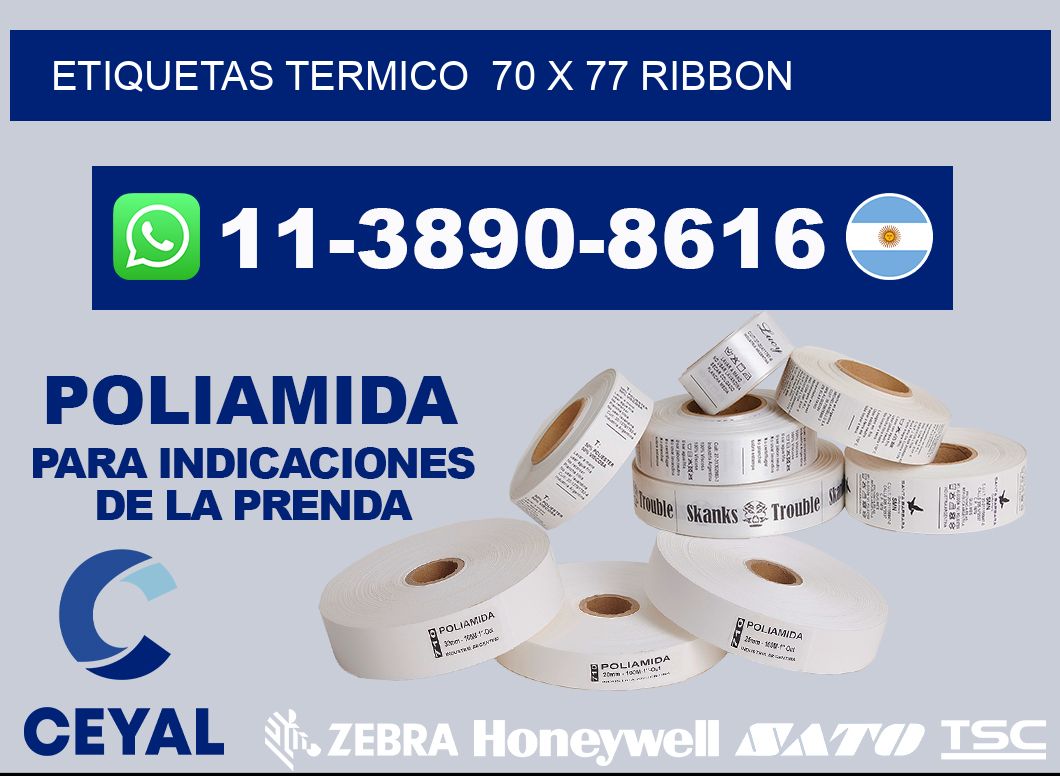 Etiquetas termico  70 x 77 ribbon