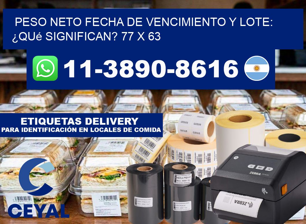 Peso neto fecha de vencimiento y lote: ¿qué significan? 77 x 63