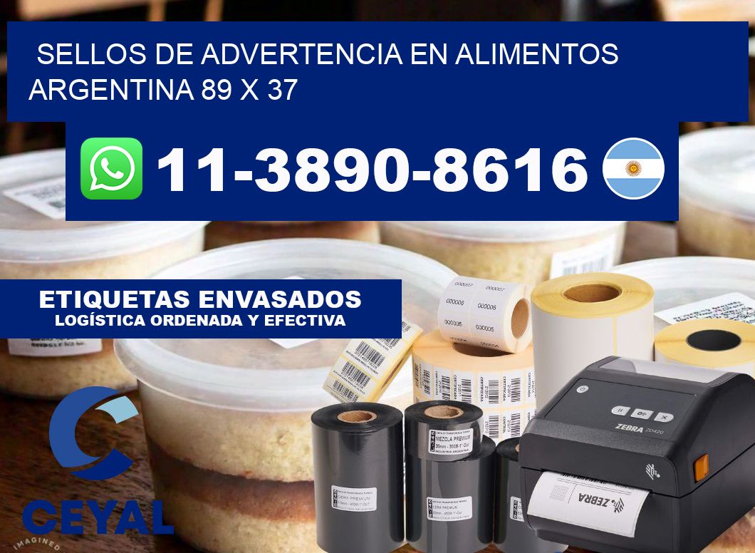 Sellos de advertencia en Alimentos argentina 89 x 37