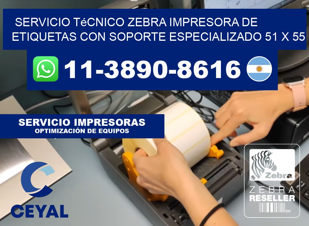 Servicio Técnico Zebra Impresora de Etiquetas con Soporte Especializado 51 x 55