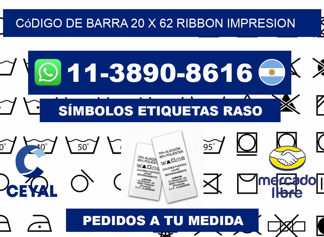 código de barra 20 x 62 ribbon impresion