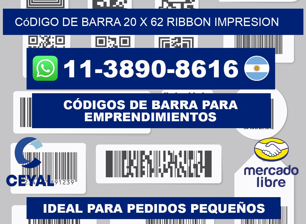código de barra 20 x 62 ribbon impresion