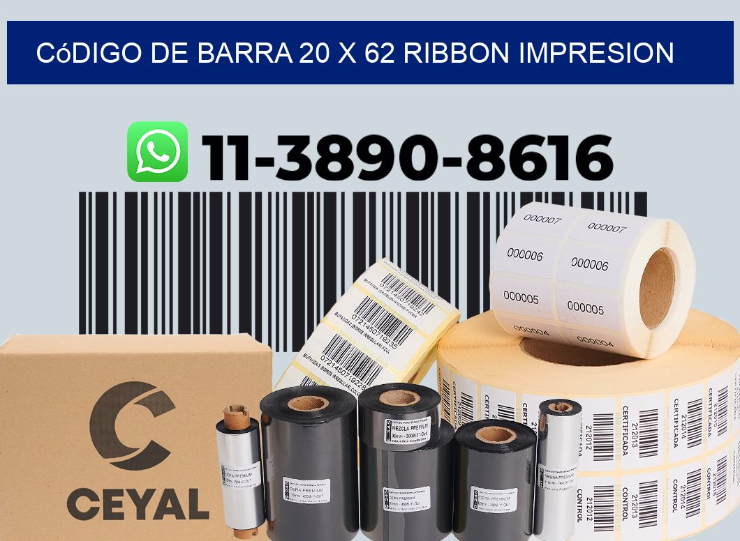 código de barra 20 x 62 ribbon impresion
