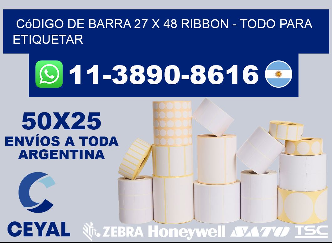 código de barra 27 x 48 ribbon - Todo para Etiquetar