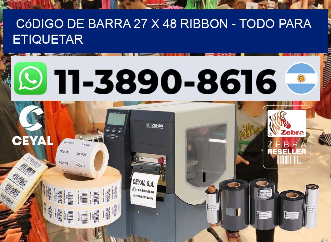 código de barra 27 x 48 ribbon - Todo para Etiquetar