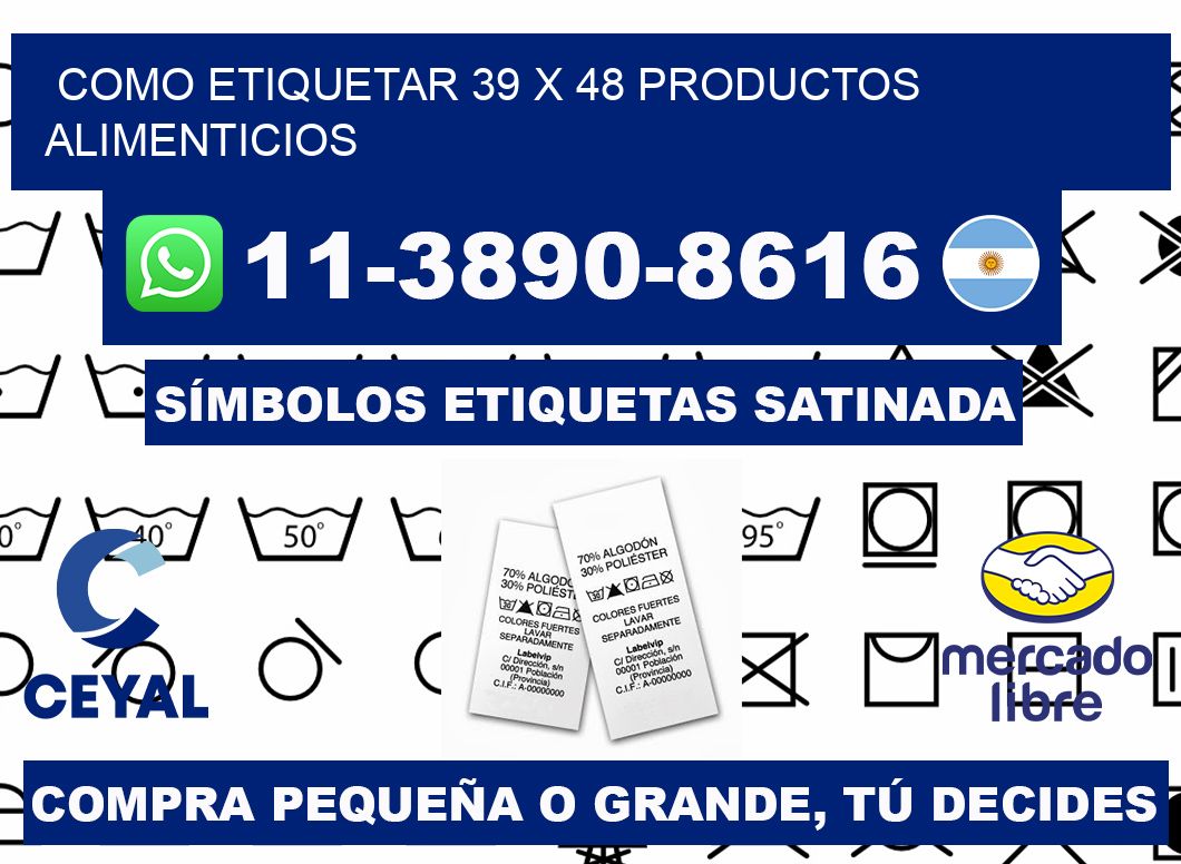 como etiquetar 39 x 48 productos alimenticios