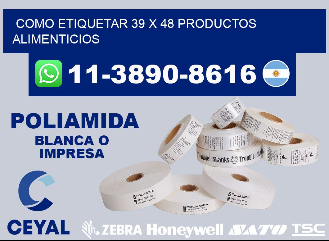 como etiquetar 39 x 48 productos alimenticios