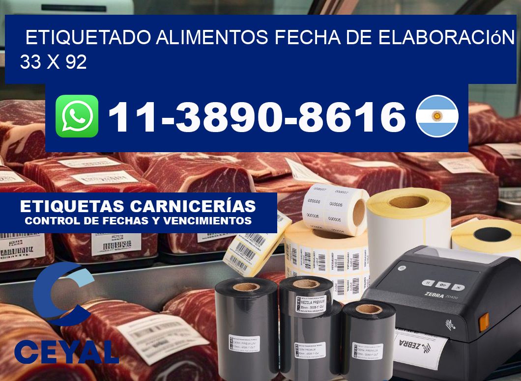 etiquetado alimentos Fecha de elaboración 33 x 92
