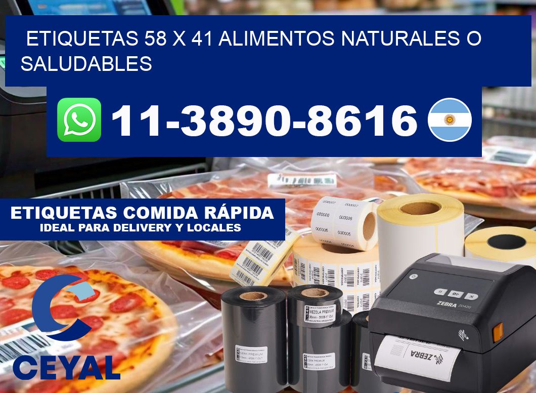 etiquetas 58 x 41 alimentos naturales o saludables