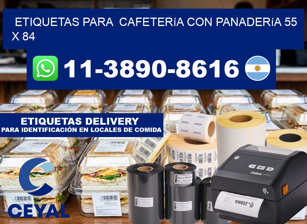 etiquetas para  Cafetería con panadería 55 x 84