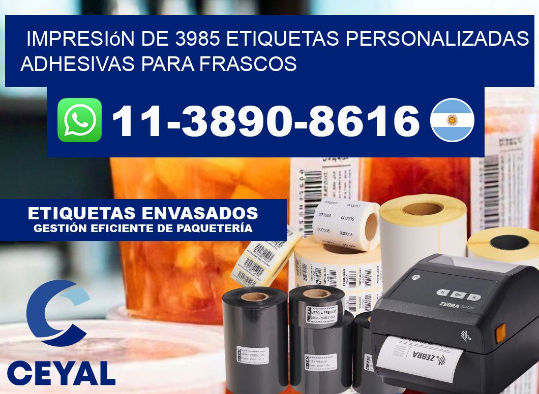 impresión de 3985 etiquetas personalizadas adhesivas para frascos