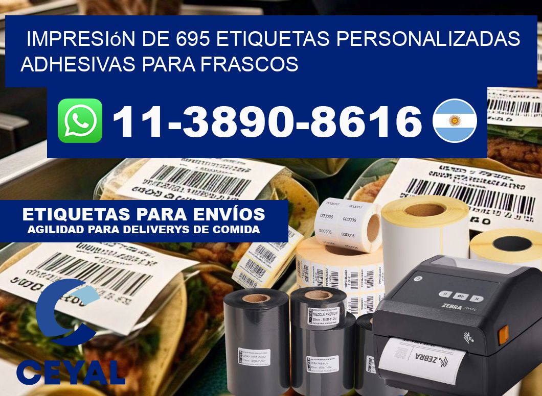 impresión de 695 etiquetas personalizadas adhesivas para frascos