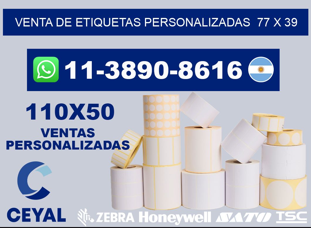 venta de etiquetas personalizadas  77 x 39