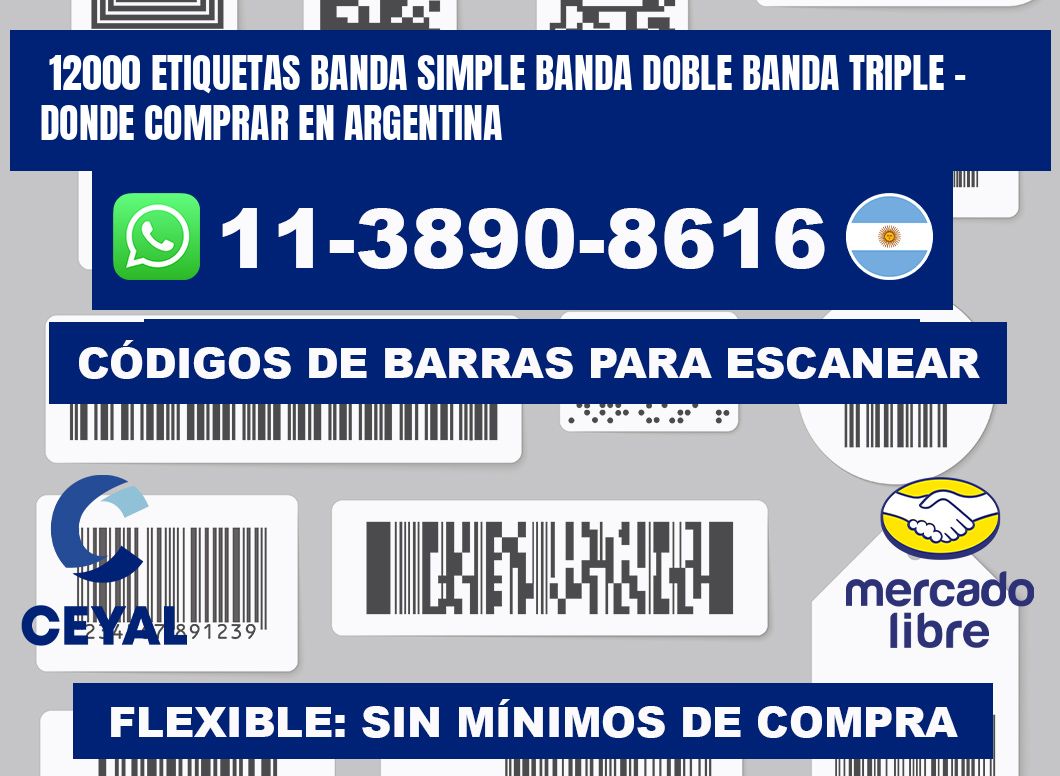 12000 etiquetas banda simple banda doble banda triple - Donde Comprar en Argentina