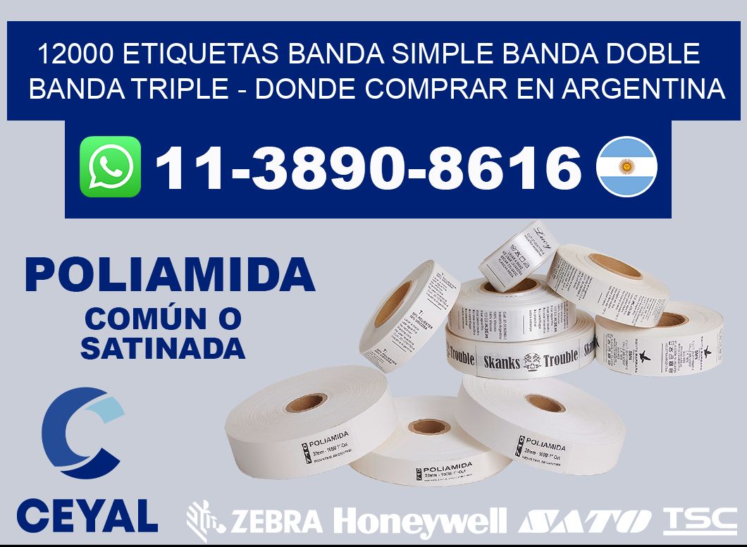 12000 etiquetas banda simple banda doble banda triple - Donde Comprar en Argentina