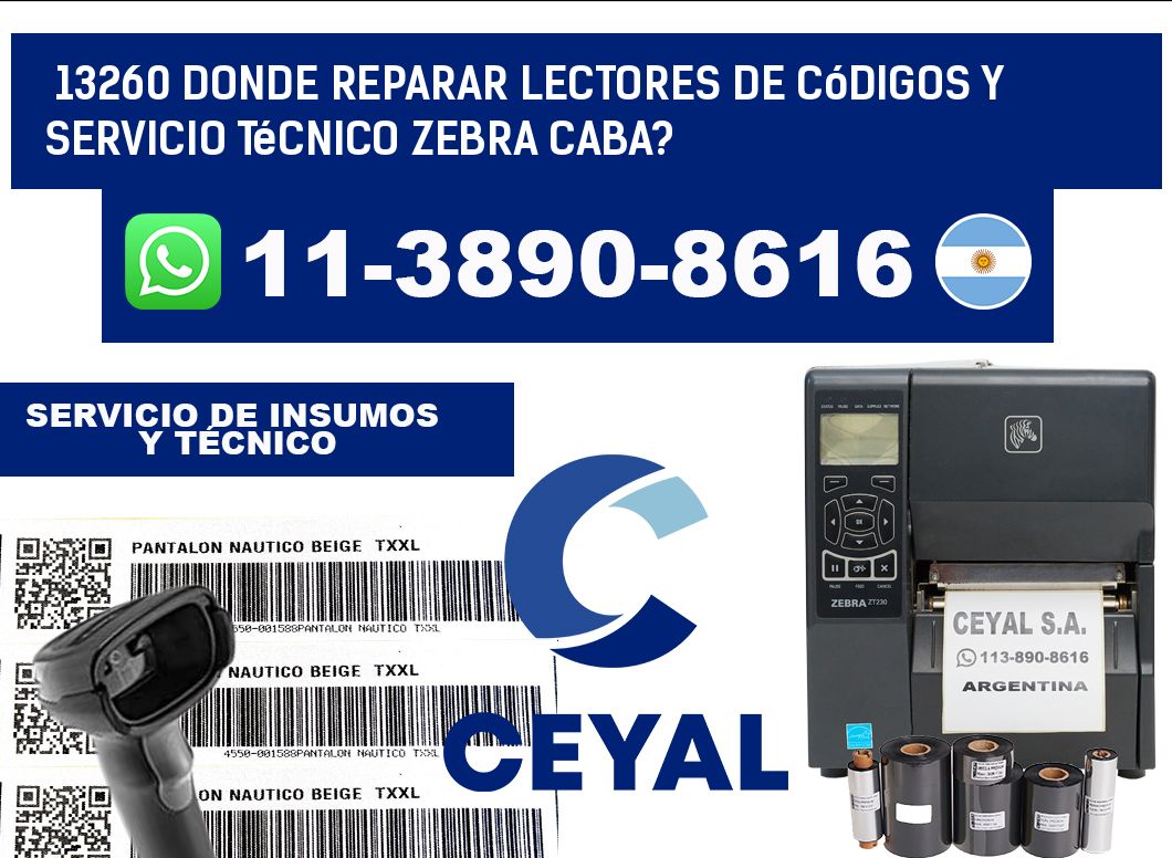 13260 donde reparar Lectores de Códigos y Servicio Técnico zebra Caba?