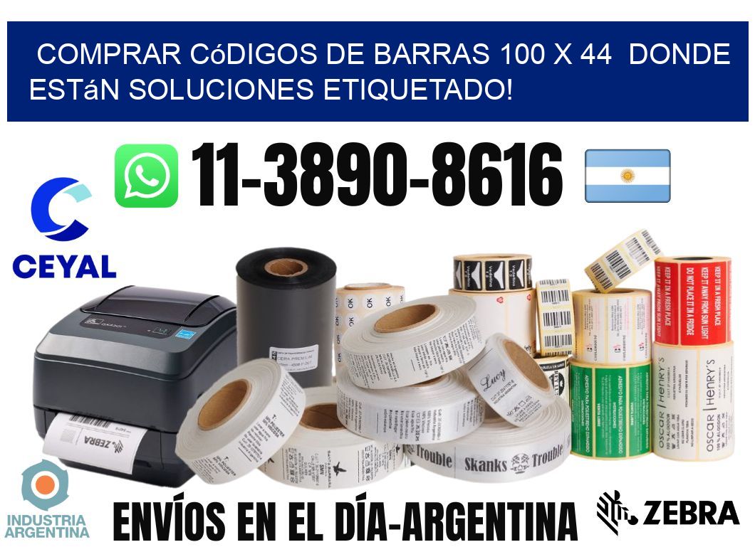 Comprar códigos de barras 100 x 44  donde están soluciones etiquetado!
