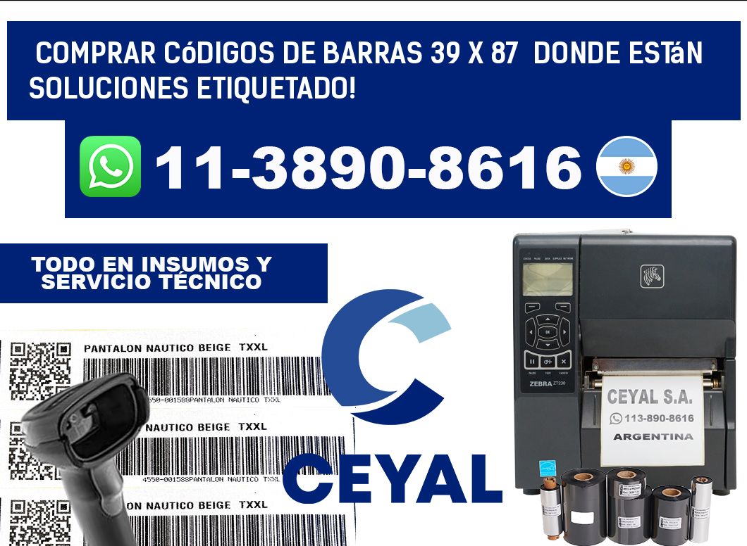 Comprar códigos de barras 39 x 87  donde están soluciones etiquetado!