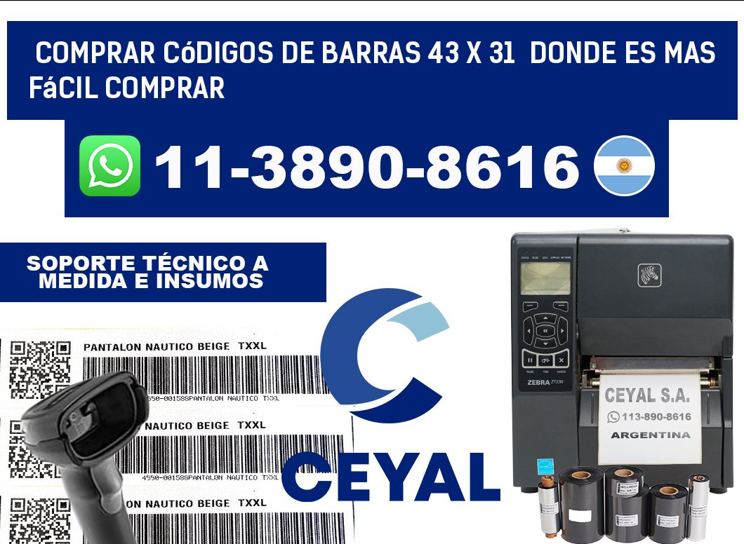 Comprar códigos de barras 43 x 31  Donde es mas fácil comprar