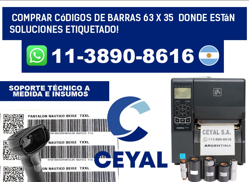 Comprar códigos de barras 63 x 35  donde están soluciones etiquetado!