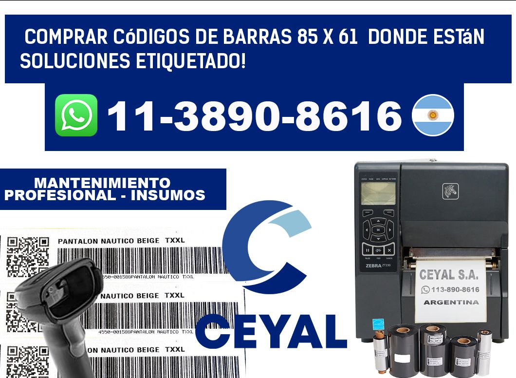 Comprar códigos de barras 85 x 61  donde están soluciones etiquetado!