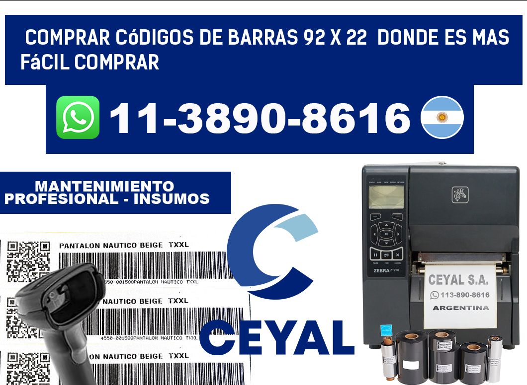 Comprar códigos de barras 92 x 22  Donde es mas fácil comprar